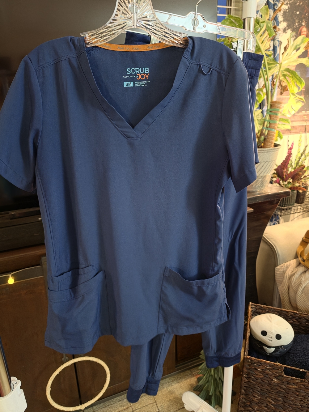 Scrub Joy Women's Navy V-Neck Medical Scrub Top and Pants